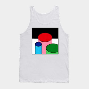 Blue Pink Green Geometric Abstract Acrylic Painting Tank Top